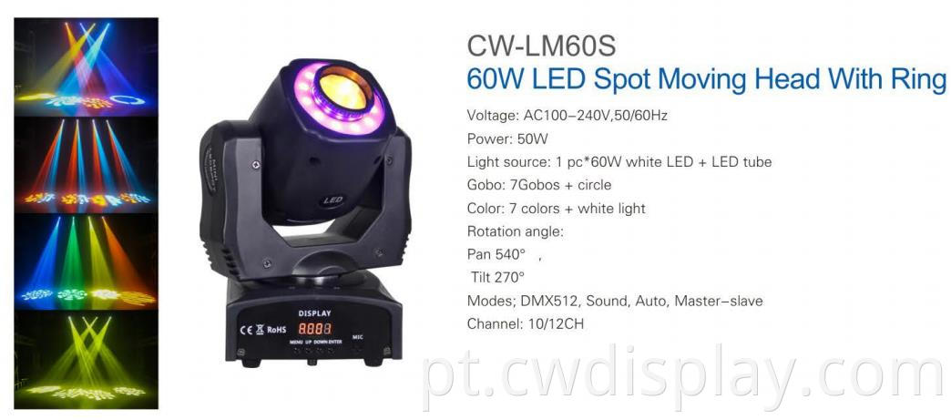 60pcs + LED Spot Moving Head with Ring